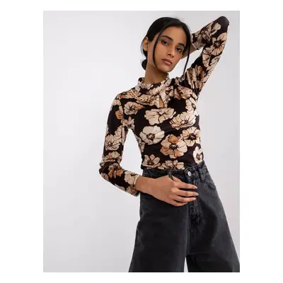 Black-beige floral velour blouse Skyler