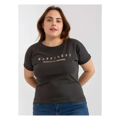 Khaki T-shirt plus sizes with short sleeves