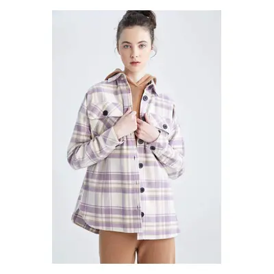 DEFACTO Shirt Collar Flannel Long Sleeve Tunic