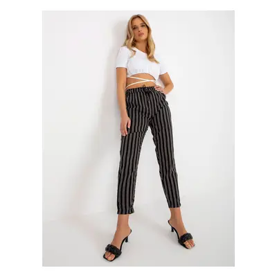 Black summer trousers SUBLEVEL made of striped fabric