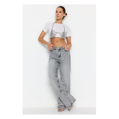 Trendyol Gray Low Waist Wide leg Jeans