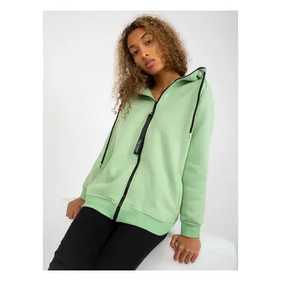 Basic light green sweatshirt RUE PARIS zipper