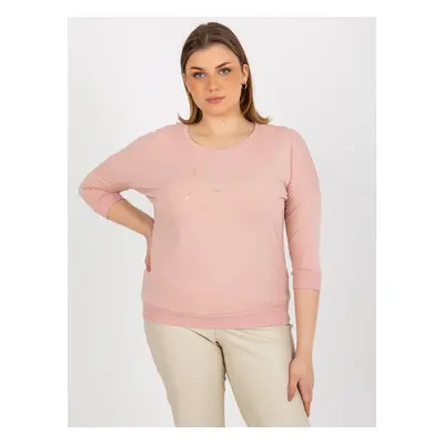 Excessive light pink blouse with print and 3/4 sleeves