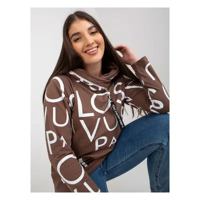 Brown cotton sweatshirt in larger size with letters