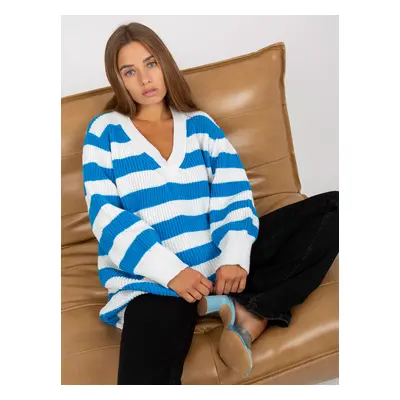 White and blue oversize striped sweater RUE PARIS