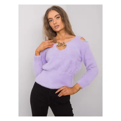 RUE PARIS Purple sweater with a triangle neckline