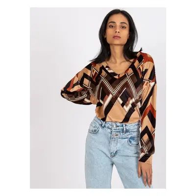 Blouse with brown and beige pattern Emma