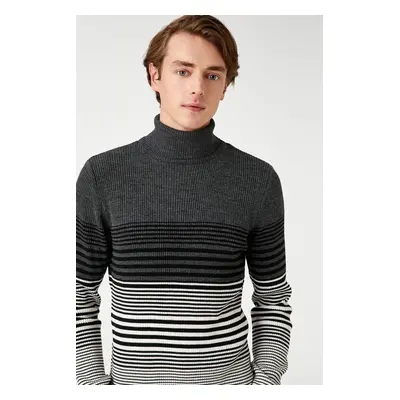 Koton Basic Knitwear Sweater Turtleneck Color Block