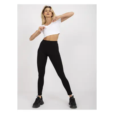 Black slim sport leggings with mesh