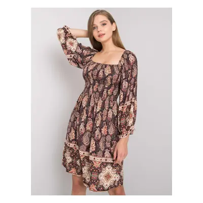 Dark brown patterned dress by Hayley OCH BELLA