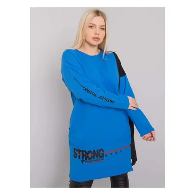 Dark blue tunic of a larger size with long sleeves