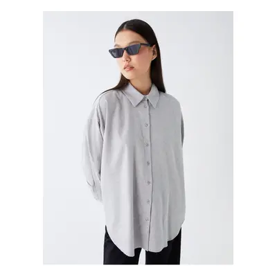 LC Waikiki Shirt Collar Plain Long Sleeve Poplin Women's Tunic