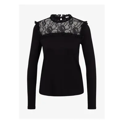 Orsay Black Women's T-shirt with Lace Detail - Women