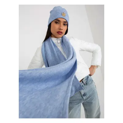 Light blue winter set with hat and scarf