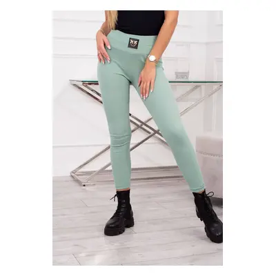 Ribbed leggings with high waist dark mint