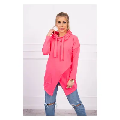 Tunic with clutch at the front Oversize pink neon