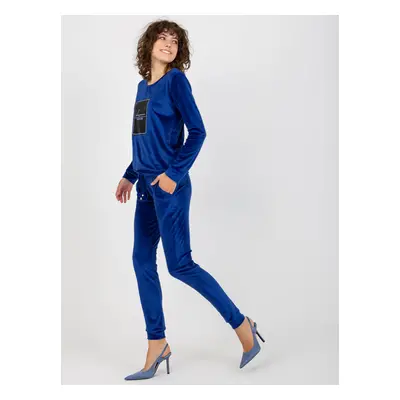 Women's cobalt velour set with print