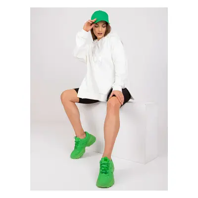 Cotton sweatshirt Ecru basic with hood