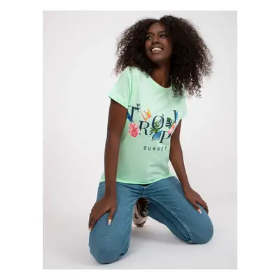 Light green women's T-shirt with summer print