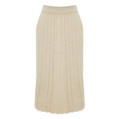 Trendyol Stone Midi Glitter Pleated Knit Skirt