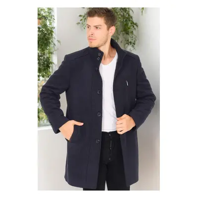 PLT8386 DEWBERRY MEN'S COAT-DIAGONAL DARK NAVY BLUE-2