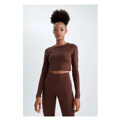 DEFACTO Crop Crew Neck Long Sleeve T-Shirt