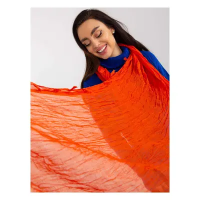 Orange airy women's scarf with pleats