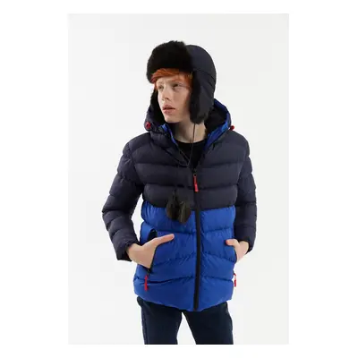 River Club Boy's Water and Windproof Fiber Lined Dark Blue-sax Hooded Coat