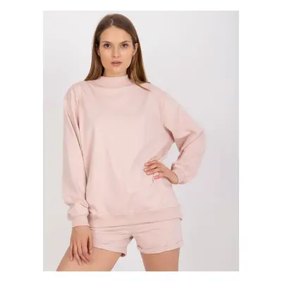 Basic light pink cotton sweatshirt