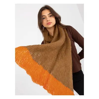 Women's camel and orange knitted scarf