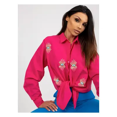 Fuchsia oversized button-down shirt