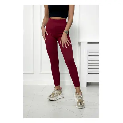 Striped leggings trousers burgundy color