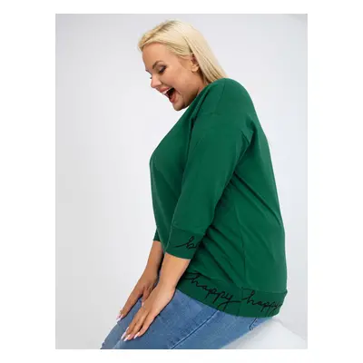 Green-black monochrome plus-size sweatshirt with Charliza lettering