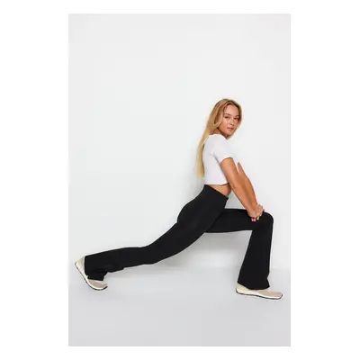 Trendyol Black Gatherer Leg Snap részletes fáklya jóga kötött sport leggings