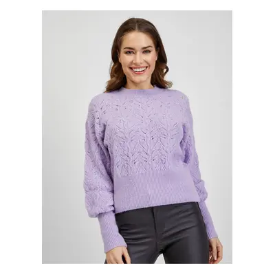 Light purple women's patterned sweater with balloon sleeves ORSAY - Women