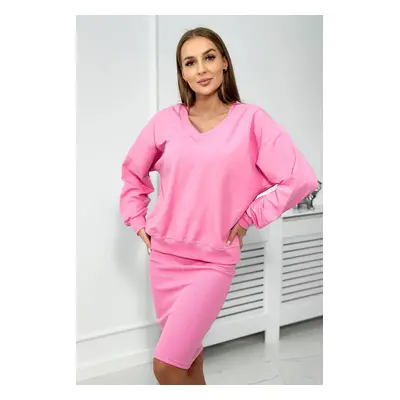 Blouse + ribbed dress set light pink