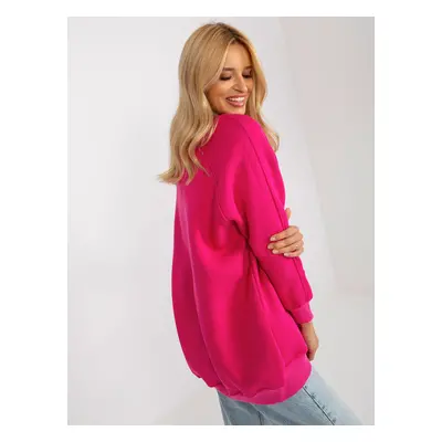 Women's fuchsia basic sweatshirt without hood