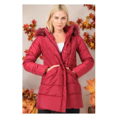 Z6745 DEWBERRY LADIES' COAT-PLAIN BURGUNDY