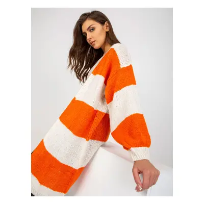 Ecru-orange loose knitted cardigan OCH BELLA