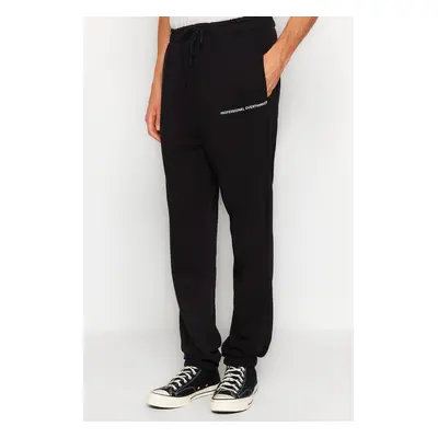 Trendyol Black Oversize/Wide Cut Minimal Text Sweatpants