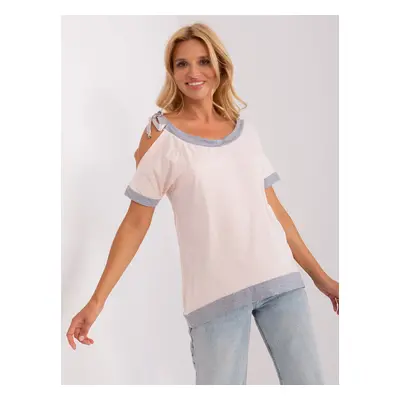 Light pink women's blouse with short sleeves