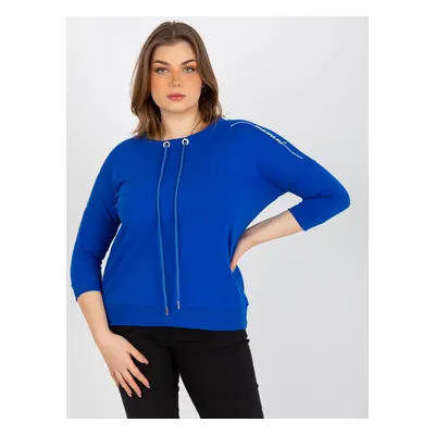 Women's blouse plus size with 3/4 sleeves - blue