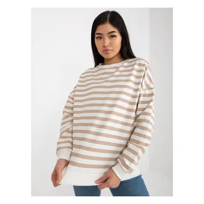 Ecru-beige women's basic sweatshirt RUE PARIS without hood