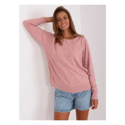 Light pink classic sweater with a round neckline