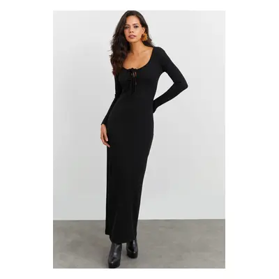 Cool & Sexy női fekete Camisole Maxi ruha