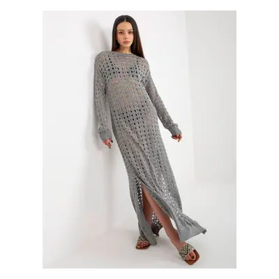 Gray knitted dress with long sleeves