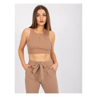 Camel top with zippers Riley RUE PARIS