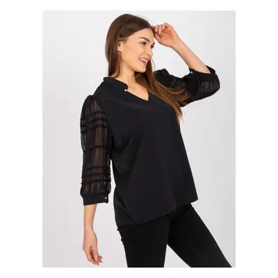 Black formal blouse with 3/4 sleeves