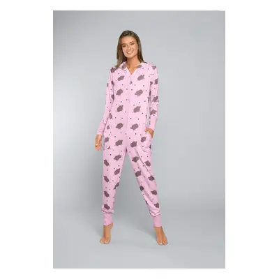 Women's Nala Long Sleeve Jumpsuit, Long Pants - Wild Pink