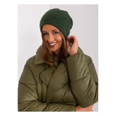 Dark green women's knitted beanie